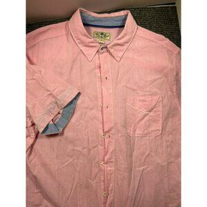 True Grit Mens Pink Button-Up Shirt Chest Pocket Contrast Trim Size XL Cotton/Li